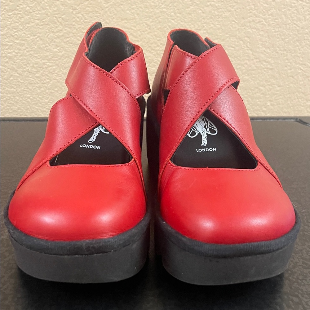 Fly London Vibrant Red Cross-Strap Platforms